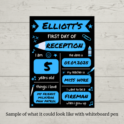 Children's Blue Print | First Day Of School Photo Prop | Laminated Keepsake