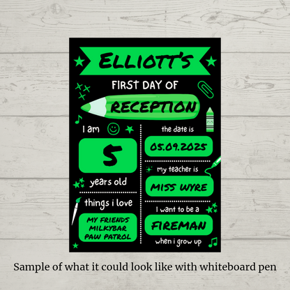 Children's Green Print | First Day Of School Photo Prop | Laminated Keepsake