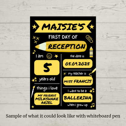 Children's Yellow Print | First Day Of School Photo Prop | Laminated Keepsake