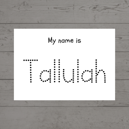 Children's Laminated Name Tracing Worksheet | Learning to Write Name | Practice Sheet | Dry Erase, School Activity