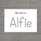 Children's Laminated Name Tracing Worksheet | Learning to Write Name | Practice Sheet | Dry Erase, School Activity