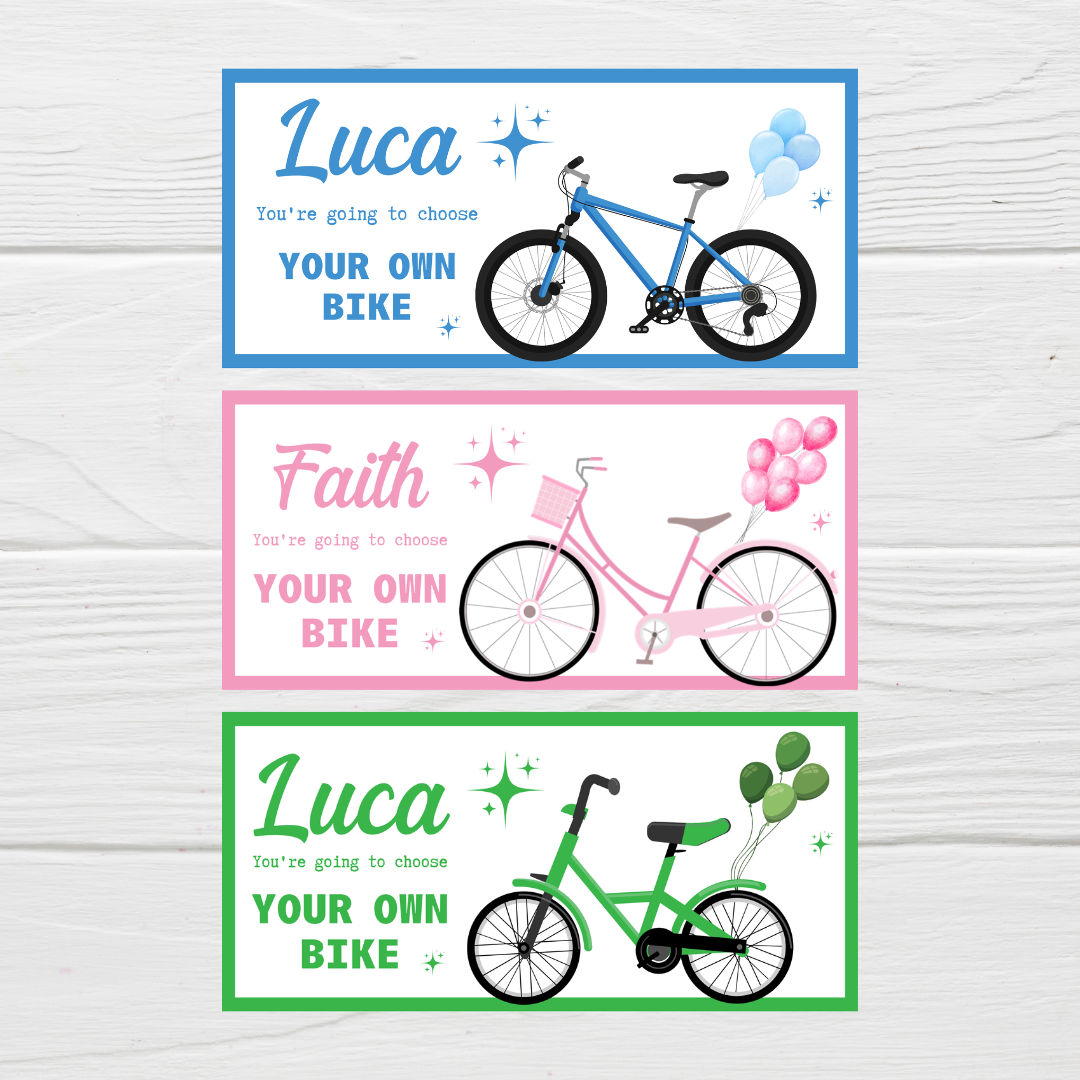 Surprise Ticket Print | Personalised Bike Ticket Voucher | Gift Idea