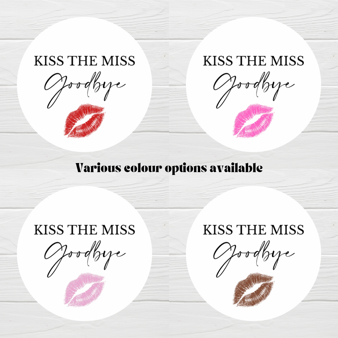 Hen Party Circle Stickers | Kiss The Miss Goodbye | Hen Do Stickers | Hen Party Party Bag Labels