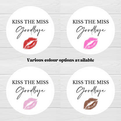 Hen Party Circle Stickers | Kiss The Miss Goodbye | Hen Do Stickers | Hen Party Party Bag Labels