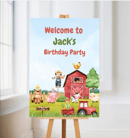 Farm Animal Welcome Board Sign | Personalised Birthday Board | Birthday Party Sign | A4, A3, A2 - Dinky Designs