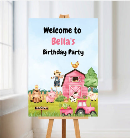 Farm Animal Welcome Board Sign | Personalised Birthday Board | Birthday Party Sign | A4, A3, A2 - Dinky Designs