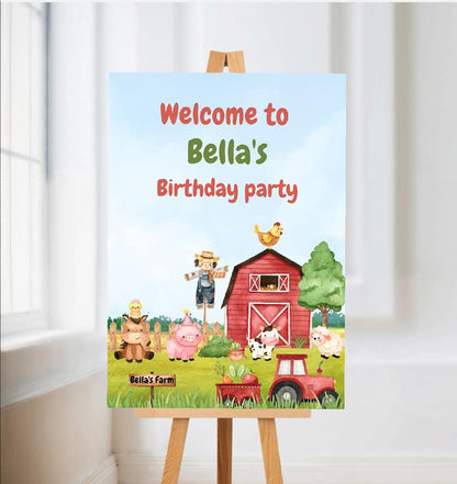 Farm Animal Welcome Board Sign | Personalised Birthday Board | Birthday Party Sign | A4, A3, A2 - Dinky Designs