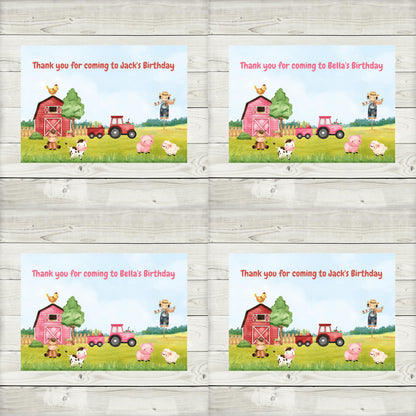 Rectangle Stickers | Party Stickers | Farm Animal Party Stickers | Party Bag Stickers - Dinky Designs