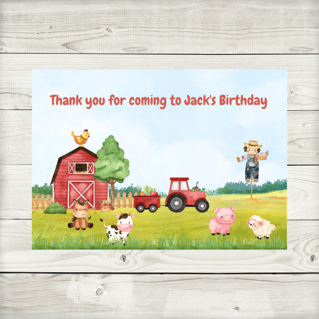Rectangle Stickers | Party Stickers | Farm Animal Party Stickers | Party Bag Stickers - Dinky Designs