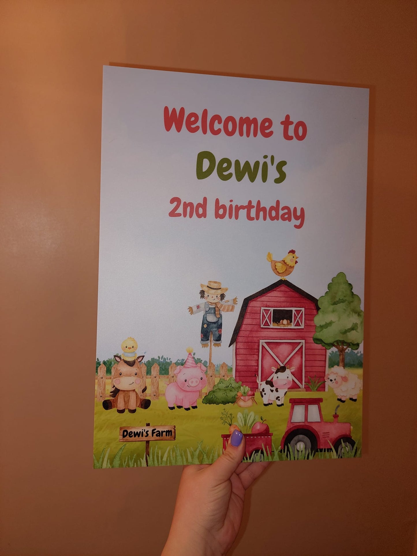 Farm Animal Welcome Board Sign | Personalised Birthday Board | Birthday Party Sign | A4, A3, A2 - Dinky Designs