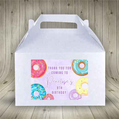 Rectangle Stickers | Party Stickers | Donut Party Stickers | Party Bag Stickers