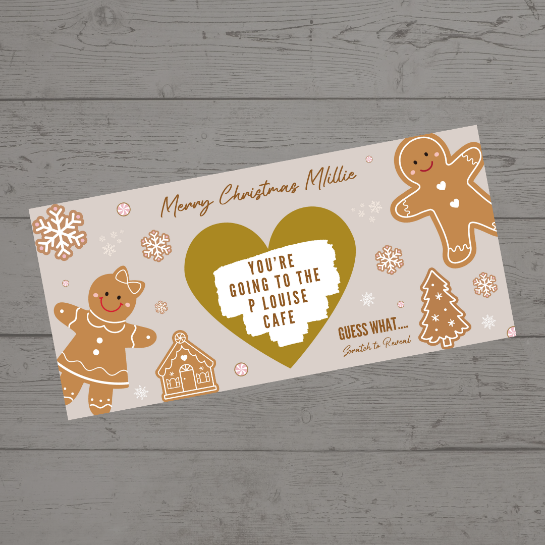 Gingerbread Surprise Christmas Ticket Print | Personalised Gingerbread Christmas Ticket | Christmas Scratch Reveal | Gift Idea