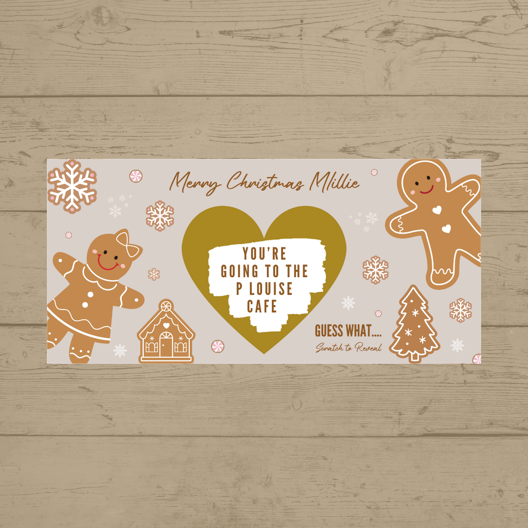 Gingerbread Surprise Christmas Ticket Print | Personalised Gingerbread Christmas Ticket | Christmas Scratch Reveal | Gift Idea