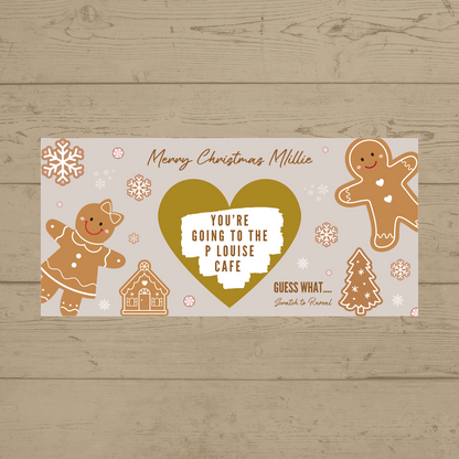 Gingerbread Surprise Christmas Ticket Print | Personalised Gingerbread Christmas Ticket | Christmas Scratch Reveal | Gift Idea