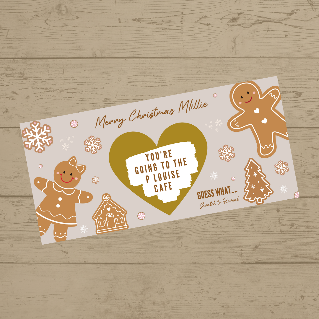 Gingerbread Surprise Christmas Ticket Print | Personalised Gingerbread Christmas Ticket | Christmas Scratch Reveal | Gift Idea