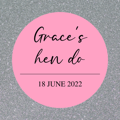 Pink Hen Party Stickers | Sticker Sheet 45mm Circles | Party Stickers | Circle Stickers | Sticker Sheet