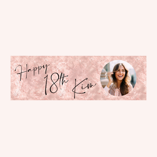 Personalised Birthday Banner | 3ftx1ft Banner | Blush Pink Party Theme Banner | Photo Banner
