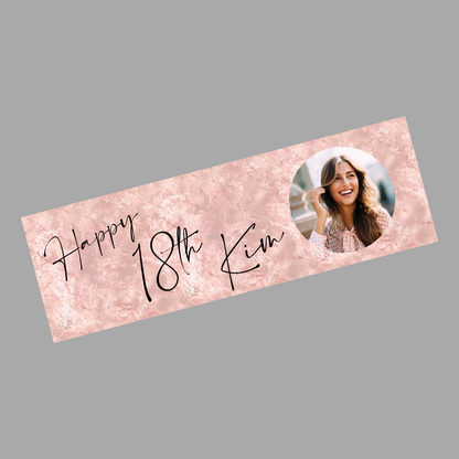Personalised Birthday Banner | 3ftx1ft Banner | Blush Pink Party Theme Banner | Photo Banner