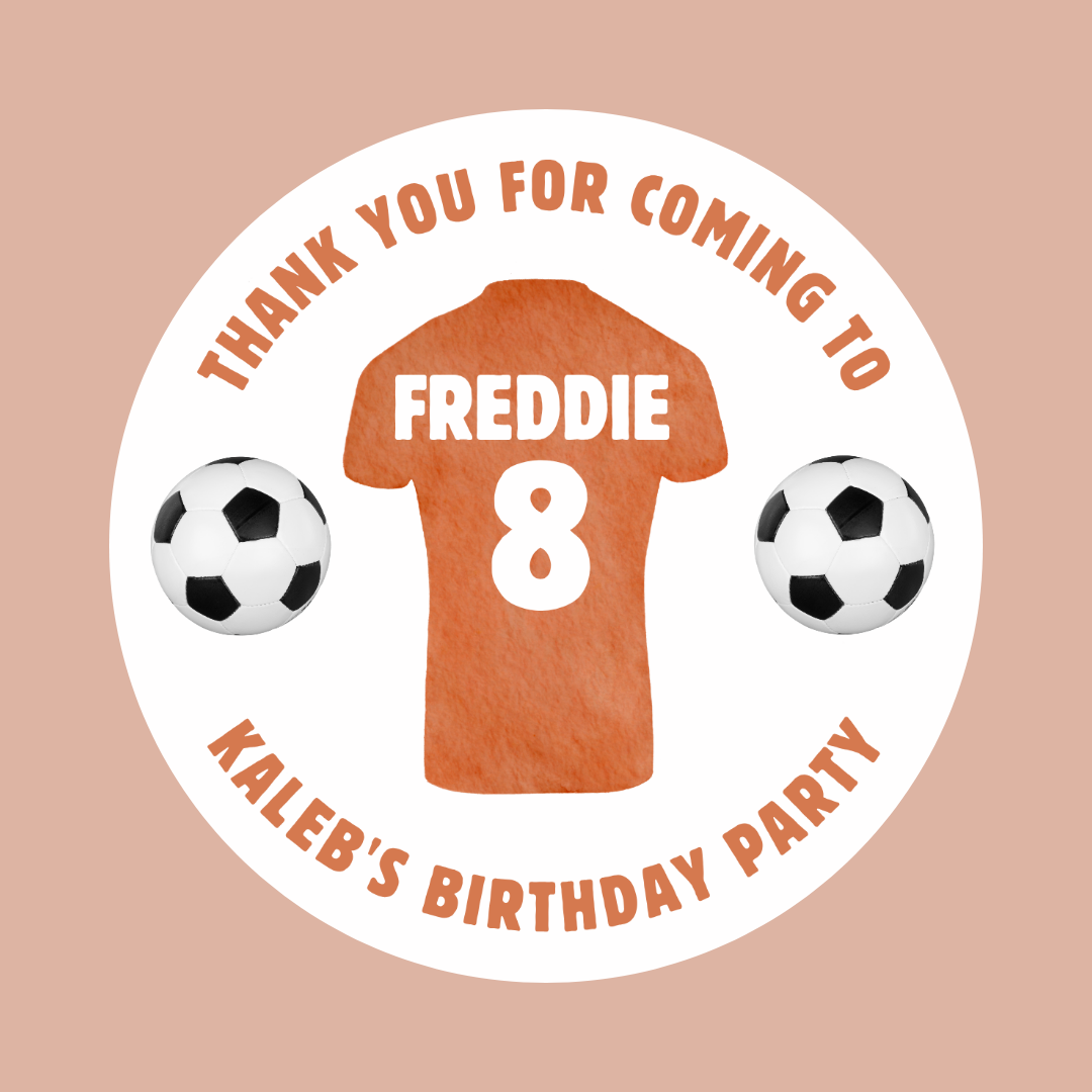 Football T-shirt Birthday Stickers | Various Sizes | Football Party Supplies | Football Party Theme