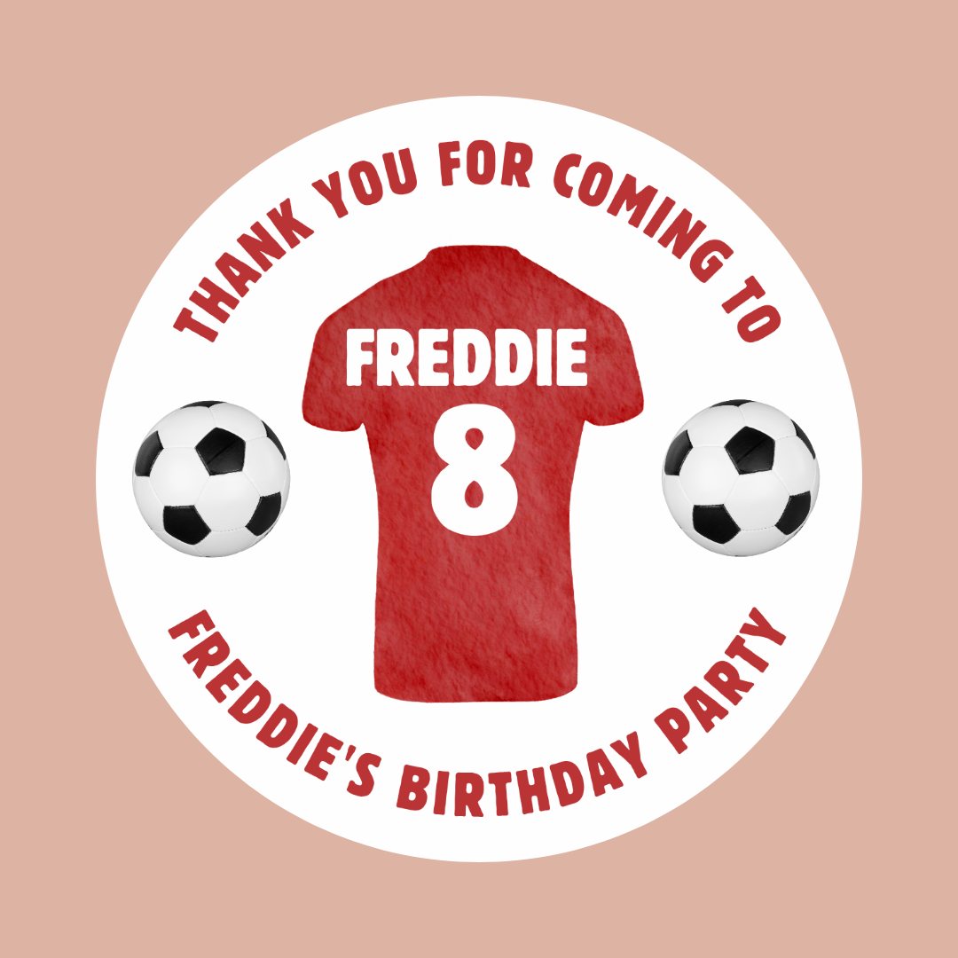 Football T-shirt Birthday Stickers | Various Sizes | Football Party Supplies | Football Party Theme