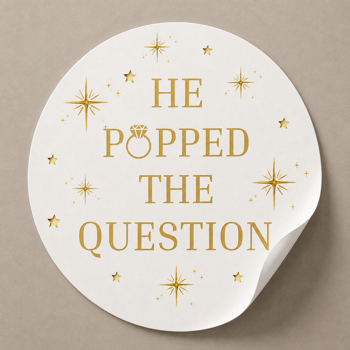 Engagement Stickers | Various Sizes | He Popped The Question | Engagement Party - Dinky Designs