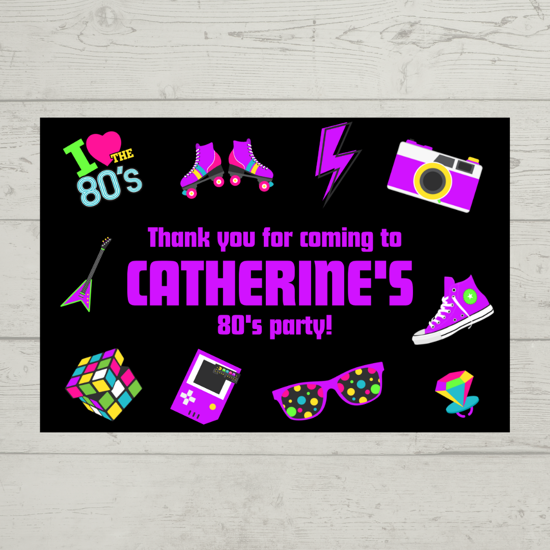 Rectangle Stickers | Party Stickers | 80's Party Stickers | Party Bag Stickers