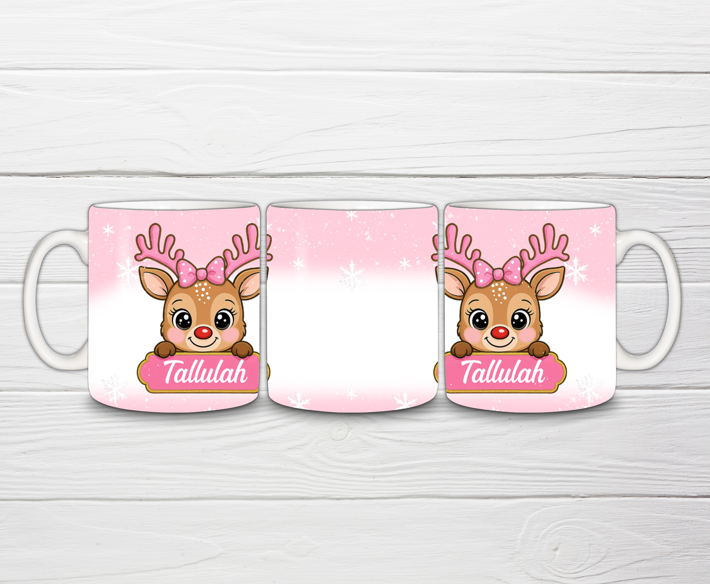 Christmas Mug | Personalised Pink Reindeer Mug | Gift Idea