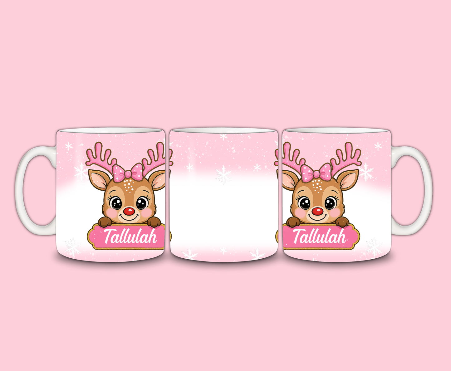 Christmas Mug | Personalised Pink Reindeer Mug | Gift Idea