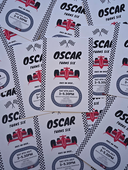 Race Car Invitations | A6 Invites | Racing Car Theme | Party Invitations - Dinky Designs