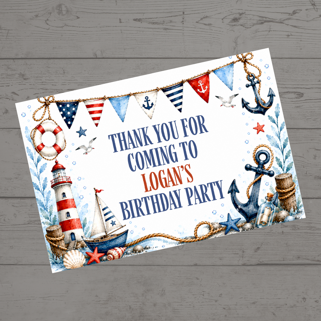 Rectangle Stickers | Sailor Party Stickers | Party Bag Stickers - Dinky Designs