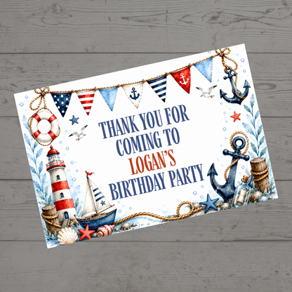 Rectangle Stickers | Sailor Party Stickers | Party Bag Stickers - Dinky Designs
