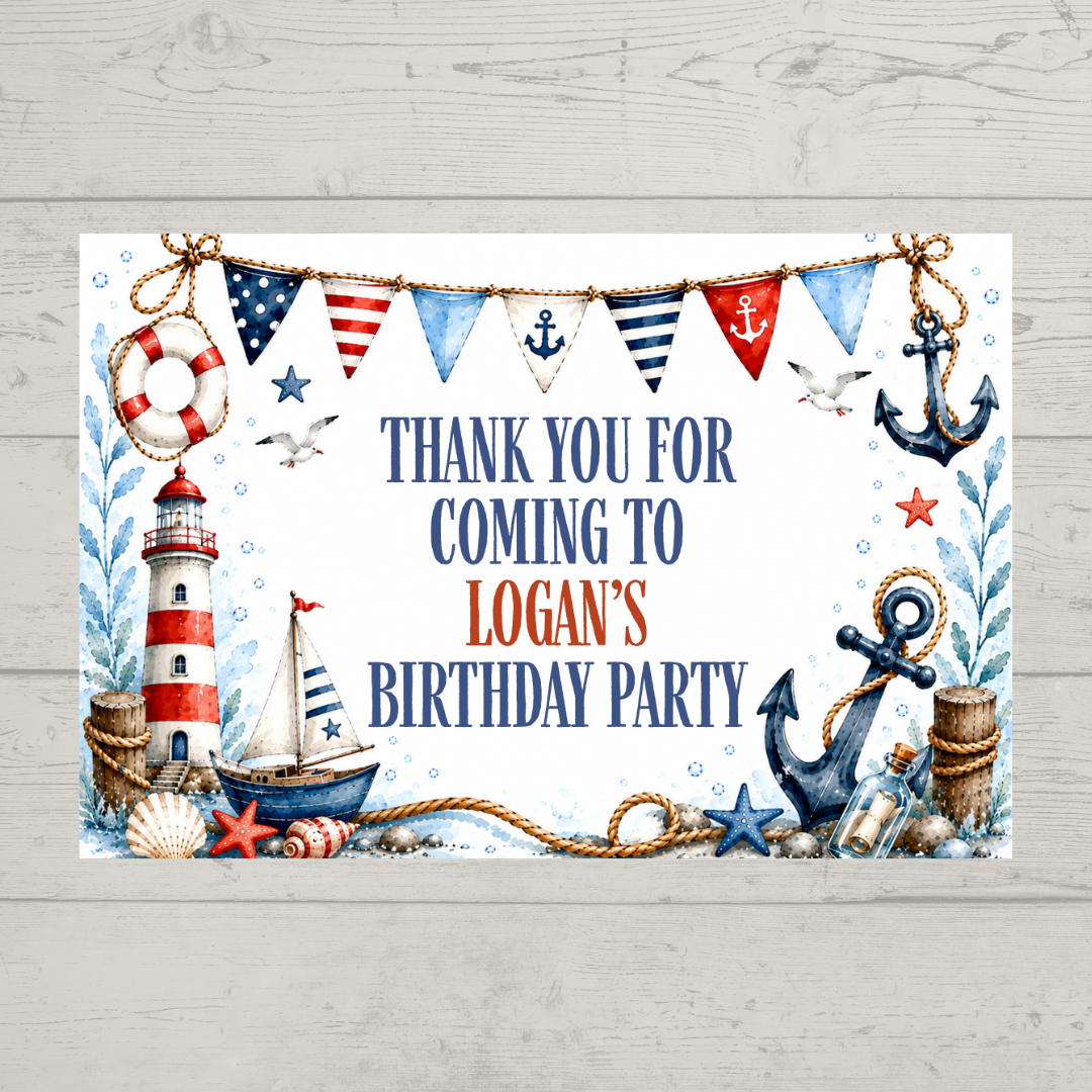 Rectangle Stickers | Sailor Party Stickers | Party Bag Stickers - Dinky Designs