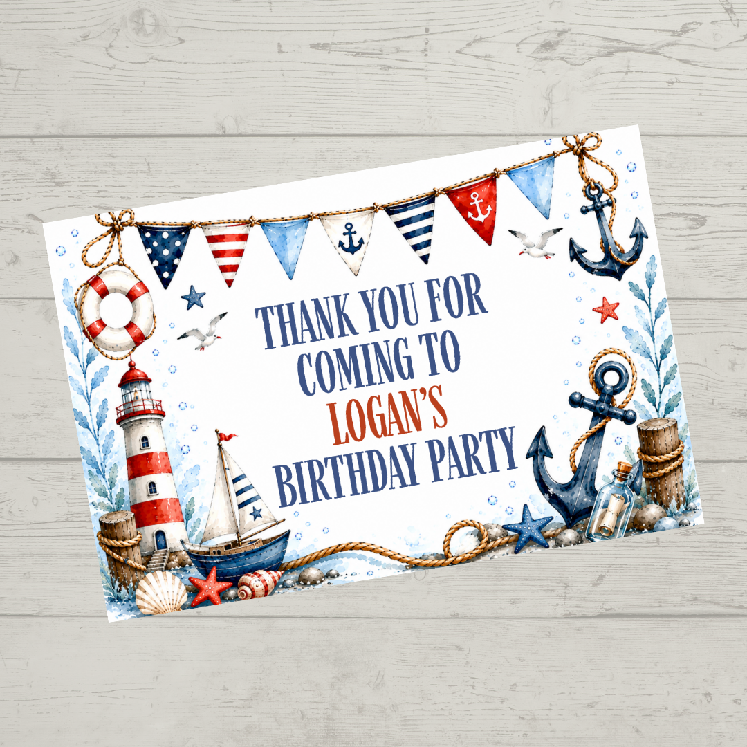 Rectangle Stickers | Sailor Party Stickers | Party Bag Stickers - Dinky Designs