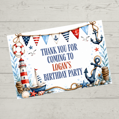Rectangle Stickers | Sailor Party Stickers | Party Bag Stickers - Dinky Designs