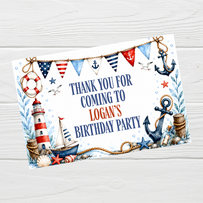 Rectangle Stickers | Sailor Party Stickers | Party Bag Stickers - Dinky Designs