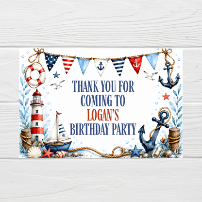 Rectangle Stickers | Sailor Party Stickers | Party Bag Stickers - Dinky Designs