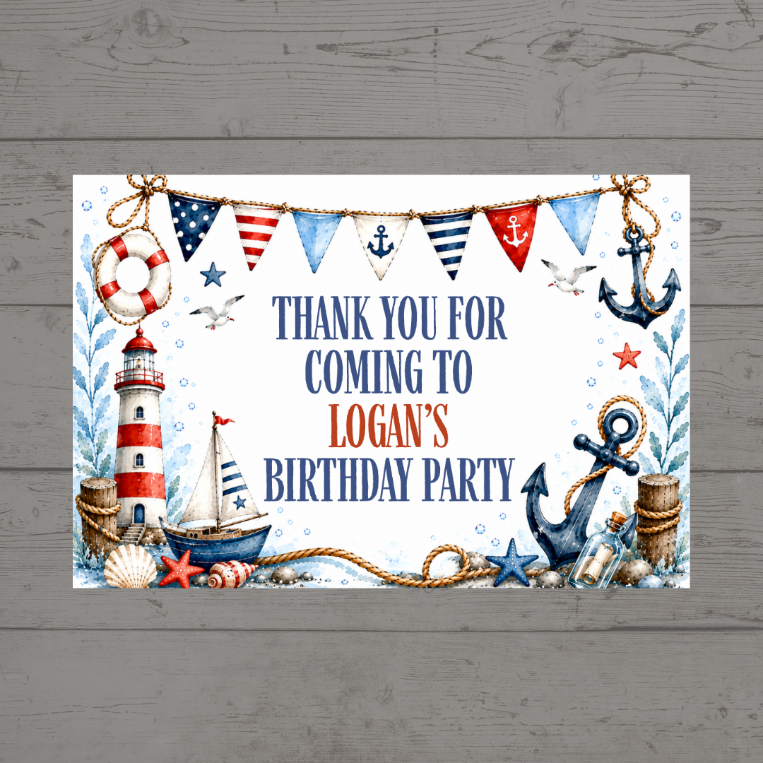 Rectangle Stickers | Sailor Party Stickers | Party Bag Stickers - Dinky Designs