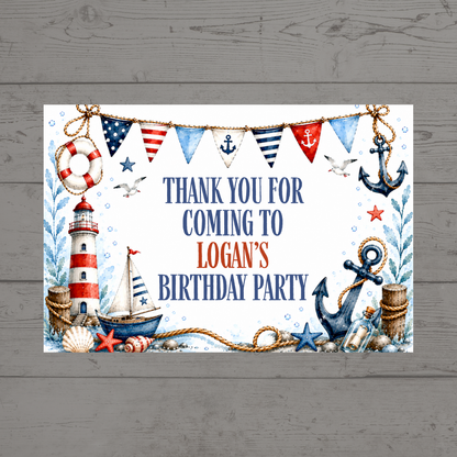 Rectangle Stickers | Sailor Party Stickers | Party Bag Stickers - Dinky Designs