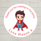 Personalised Superhero Birthday Stickers | Various Sizes | Superhero Party Theme (Design 4)