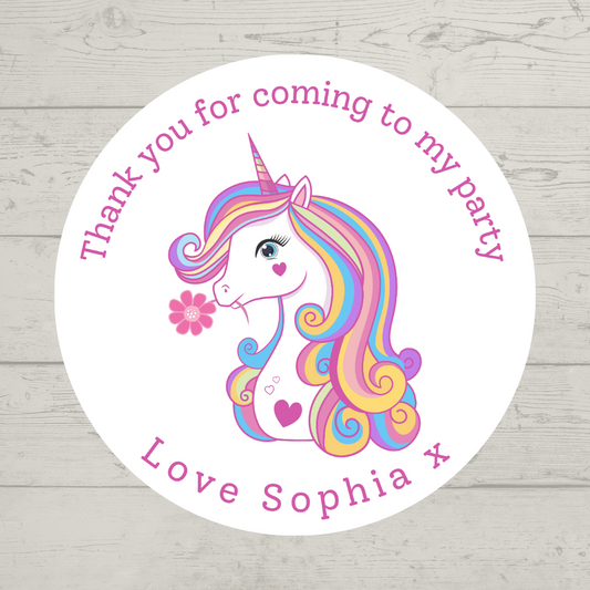 Unicorn Stickers | Circle Stickers | Unicorn Theme Stickers | Sticker Sheet | Party Stickers | Unicorn Party Theme (Design 6)