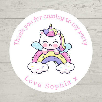 Unicorn Stickers | Circle Stickers | Unicorn Theme Stickers | Sticker Sheet | Party Stickers | Unicorn Party Theme (Design 5)