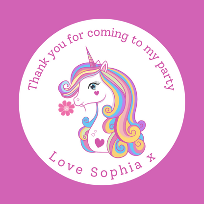 Unicorn Stickers | Circle Stickers | Unicorn Theme Stickers | Sticker Sheet | Party Stickers | Unicorn Party Theme (Design 6)