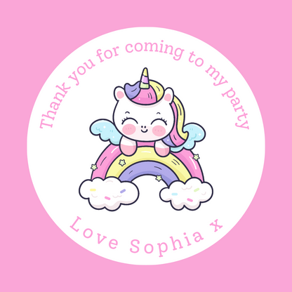 Unicorn Stickers | Circle Stickers | Unicorn Theme Stickers | Sticker Sheet | Party Stickers | Unicorn Party Theme (Design 5)