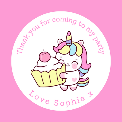 Unicorn Stickers | Circle Stickers | Unicorn Theme Stickers | Sticker Sheet | Party Stickers | Unicorn Party Theme (Design 1)