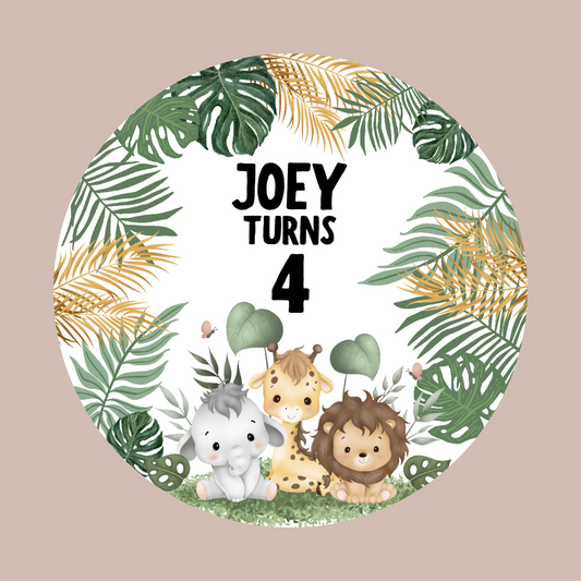 Green Gold Safari Animal Stickers | Circle Stickers | Jungle Animal Stickers | Sticker Sheet | Party Stickers | Safari Jungle Party Theme