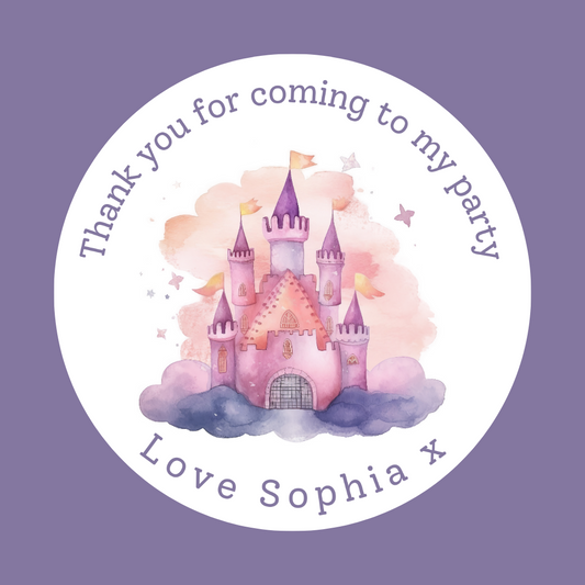 Purple Princess Castle Stickers | Circle Stickers | Sticker Sheet | Princess Theme