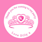 Pink Princess Tiara Stickers | Circle Stickers | Sticker Sheet | Princess Theme