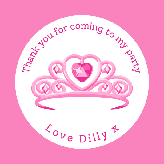 Pink Princess Tiara Stickers | Circle Stickers | Sticker Sheet | Princess Theme