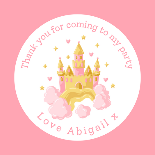 Pink & Gold Castle Stickers | Circle Stickers | Sticker Sheet | Princess Theme