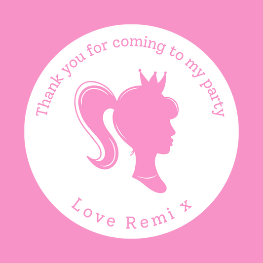 Pink Princess Doll Stickers | Circle Stickers | Sticker Sheet | Princess Theme